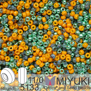 Korálky Miyuki Round 11/0. Barva Pumpkin Pie Mix 5133. Balení 5g.