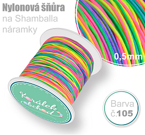 Nylonová šňůra na Shamballa náramky průměr nitě 0,5mm. Barva č.105 Mix