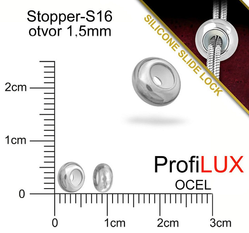 Stopper CHIRURGICKÁ OCEL ozn.-S16. velikost pr.6,0x3,2mm. Otvor 1,5mm.