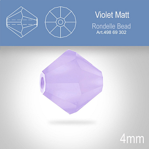 PRECIOSA Bicone MC BEAD (sluníčko) velikost 4mm. Barva VIOLET Matt. Balení 30ks .
