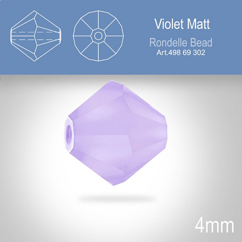PRECIOSA Bicone MC BEAD (sluníčko) velikost 4mm. Barva VIOLET Matt. Balení 30ks .