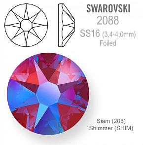 SWAROVSKI 2088 XIRIUS FOILED velikost SS16 barva Siam Shimmer 