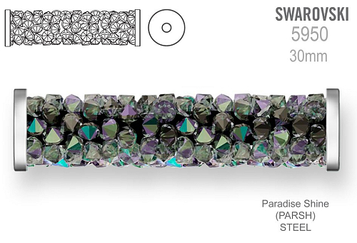 Swarovski 5950 Fine Rocks Tube barva Paradise Shine STEEL velikost 6x30mm