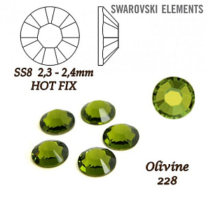 SWAROVSKI xilion rose HOT-FIX velikost SS8 barva OLIVINE