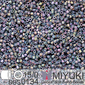 Korálky Miyuki Delica 15/0. Barva DBS 0134 Opaque Purple Gray Rainbow Luster. Balení 2g.