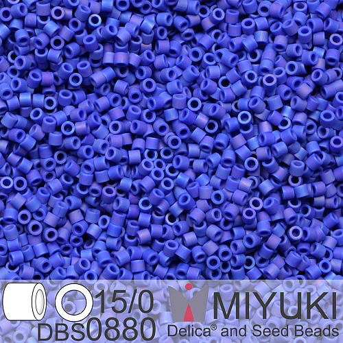 Korálky Miyuki Delica 15/0. Barva DBS 0880 Matte Opaque Cobalt AB. Balení 2g.