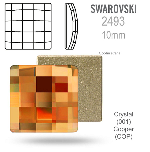 SWAROVSKI Chessboard FB 2493 barva CRYSTAL COPPER velikost 10x10mm. 