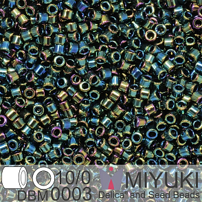 Korálky Miyuki Delica 10/0. Barva Metallic Forest Green Iris DBM0003. Balení 5g.