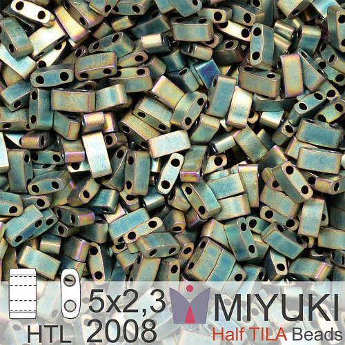 Korálky Miyuki Half Tila. Barva Matte Metallic Patina Iris HTL 2008. Balení 3g.