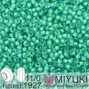 Korálky Miyuki Round 11/0. Barva 1927 SF Mint Lined Aqua . Balení 5g.  