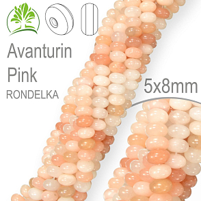 Korálky RONDELKA z minerálů  Avanturin Pink polodrahokam. Velikost pr.8x5mm. Balení 15Ks.