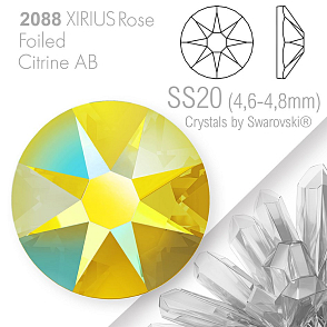 SWAROVSKI  XIRIUS Rose 2088 Foiled. Barva Citrine Aurore Boreale velikost SS20 (4,6-4,8mm). Balení 15Ks.