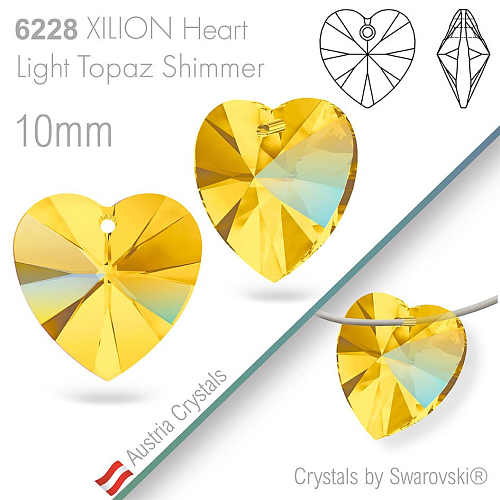 Swarovski XILION Heart 6228. Barva Light Topaz Shimmer. Velikost 10mm