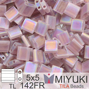 Korálky MIYUKI tvar TILA BEADS velikost 5x5mm. Barva TL-142FR Matte Transparent Smoky AB. Balení 5g.