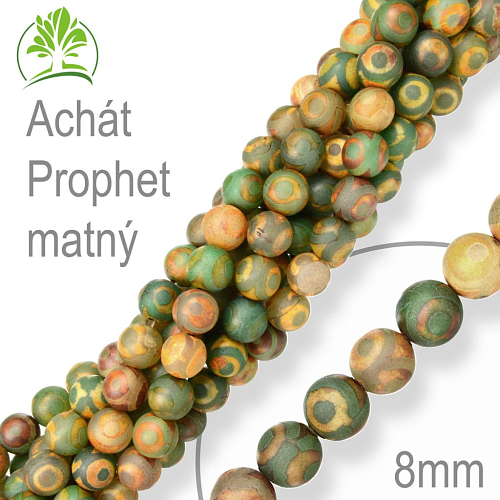 Korálky z minerálů Achát Prophet matný Velikost pr.8mm. Balení 10Ks.