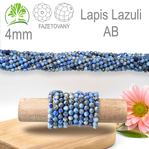 Korálky z minerálů Lapis Lazuli AB Fazetovaný přírodní polodrahokam. Velikost pr.4mm. Balení 95Ks.