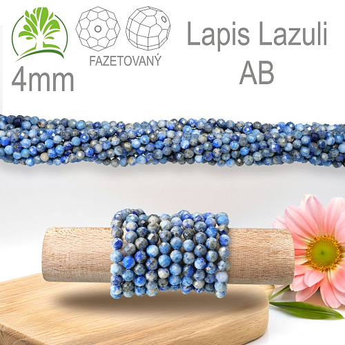 Korálky z minerálů Lapis Lazuli AB Fazetovaný přírodní polodrahokam. Velikost pr.4mm. Balení 95Ks.