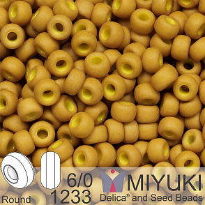 Korálky Miyuki MIX Round 6/0. Barva 1233 Matte Opaque Mustard. Balení 5g