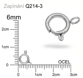 KROUŽKOVÉ zapínání STAS Q214 3. Velikost pr.6mm. Chirurgická ocel. 