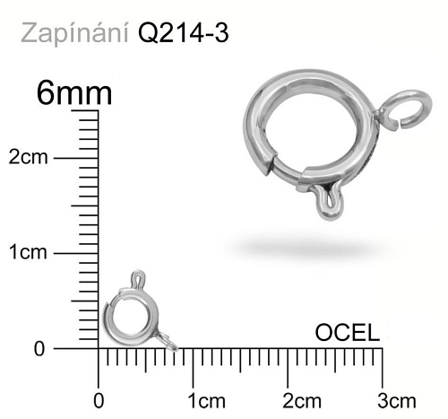 KROUŽKOVÉ zapínání STAS Q214 3. Velikost pr.6mm. Chirurgická ocel. 