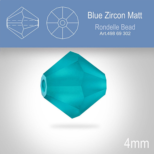 PRECIOSA Bicone MC BEAD (sluníčko) velikost 4mm. Barva BLUE ZIRCON Matt. Balení 30ks .