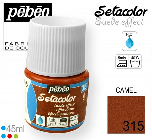 Barva na Textil SETACOLOR Suede Pebeo. barva č. 315 CAMEL. Balení 45ml.
