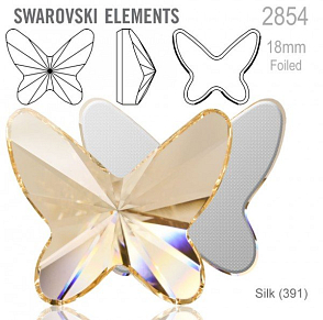 SWAROVSKI 2854 Butterfly Flat Back Foiled velikost 18mm. Barva Silk 
