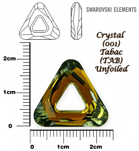 SWAROVSKI ELEMENTS Cosmic Triangle 4737 barva CRYSTAL (001) TABAC (TAB) velikost 20mm. 