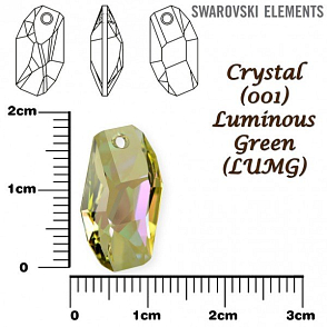 SWAROVSKI 6673 METEOR Pendant barva CRYSTAL LUMINOUS GREEN velikost 18mm. 