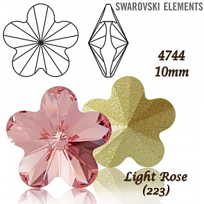 SWAROVSKI ELEMENTS Flower Fancy 4744 barva LIGHT ROSE (223) velikost 10mm