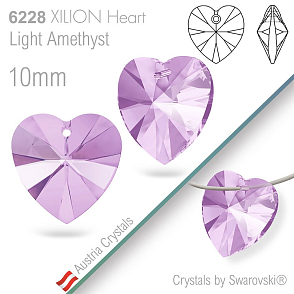 Swarovski XILION Heart 6228. Barva Light Amethyst. Velikost 10mm