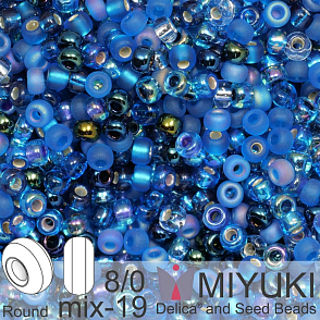 Korálky Miyuki Round 8/0. Barva MIX 19 Mix - Deep Blue Sea. Balení 5g