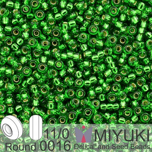 Korálky Miyuki Round 11/0. Barva 0016 S/L Green. Balení 5g.