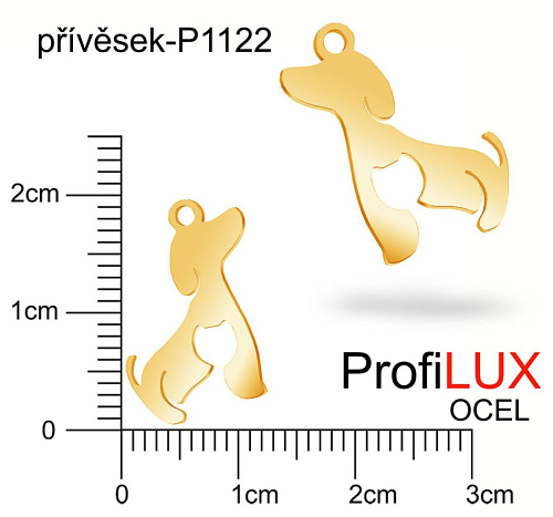 Přívěsek Chirurgická Ocel ozn-P1122 KOČKOPES  velikost 18x12mm tl.1.0mm. Velikost otvoru pr. 1,5mm barva POZLACENO. Řada přívěsků ProfiLUX. 