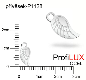 Přívěsek Chirurgická Ocel ozn-P1128 mini KŘIDLO velikost 13x6mm tl.1.0mm. Velikost otvoru pr. 1,5mm.Řada přívěsků ProfiLUX. 