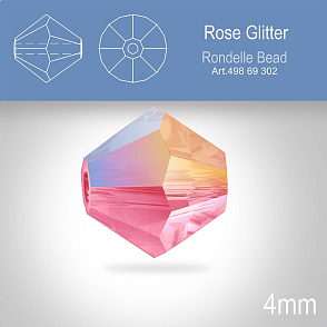 PRECIOSA Bicone MC BEAD (sluníčko) velikost 4mm. Barva ROSE GLITTER. Balení 30ks