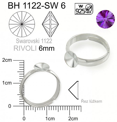PRSTEN ozn. BH 1122 SW 6. Prsten na rivolky 6mm. Materiál STŘÍBRO AG925.váha 1,60g.