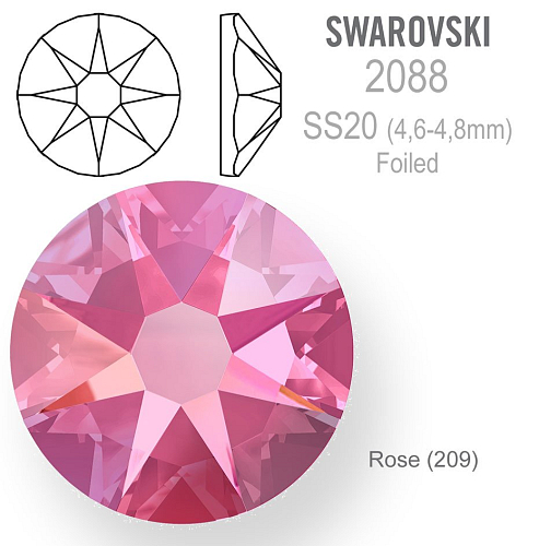 SWAROVSKI XIRIUS FOILED velikost SS20 barva ROSE