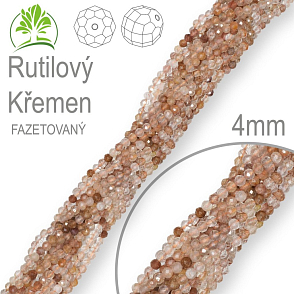 Korálky z minerálů Rutilový Křemen Fazetovaný přírodní polodrahokam. Velikost pr.4,1mm. Balení 105Ks.