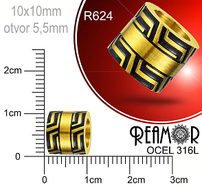 Korálek tvarovaný Reamor CHIRURGICKÁ OCEL ozn.-R624. Velikost 10x10mm otvor 5,5mm.