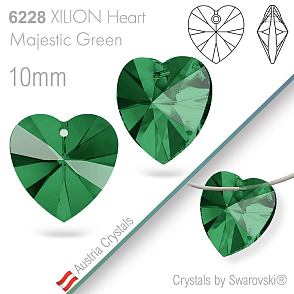 Swarovski XILION Heart 6228. Barva Majestic Green. Velikost 10mm