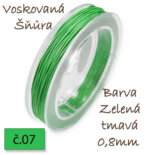 Voskovaná šňůra-síla 0,8mm v barvě tmavě zelené č.7