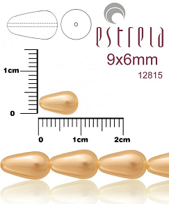 VOSKOVANÉ korále tvar kapka. Velikost 9x6mm. Barva 12815 (meruňková). Balení 10ks na návleku. 