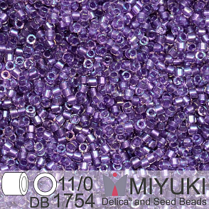 Korálky Miyuki Delica 11/0. Barva Sparkling Purple Lined Crystal AB DB1754. Balení 5g.