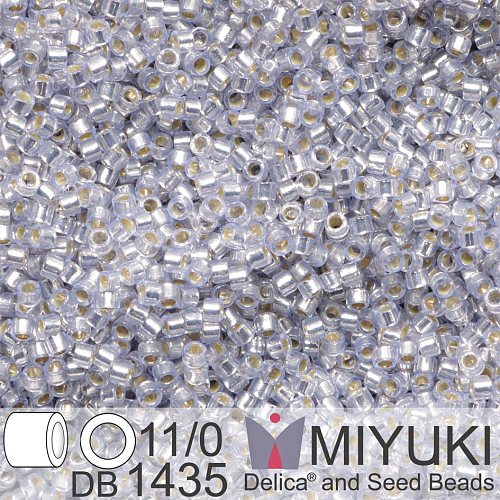 Korálky Miyuki Delica 11/0. Barva Silverlined Pale Amethyst DB1435. Balení 5g.