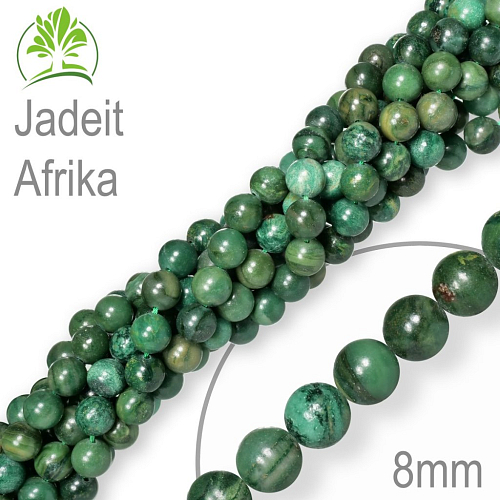 Korálky z minerálů Jadeit Afrika přírodní polodrahokam. Velikost pr.8mm. Balení 10Ks