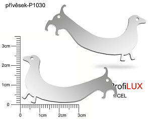 Přívěsek Chirurgická Ocel ozn-P1030 JEZEVČÍK 2x očko velikost 48x25mm. Řada přívěsků ProfiLUX