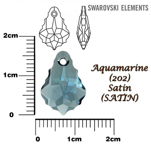 SWAROVSKI Baroque Pendant barva  AQUAMARINE SATIN velikost 16x11mm.