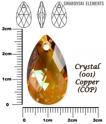 SWAROVSKI Pear-Shaped 6106 barva CRYSTAL COPPER velikost 28mm.