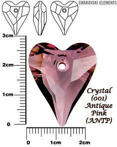SWAROVSKI Wild Heart Pendant barva CRYSTAL ANTIQUE PINK velikost 27mm. 